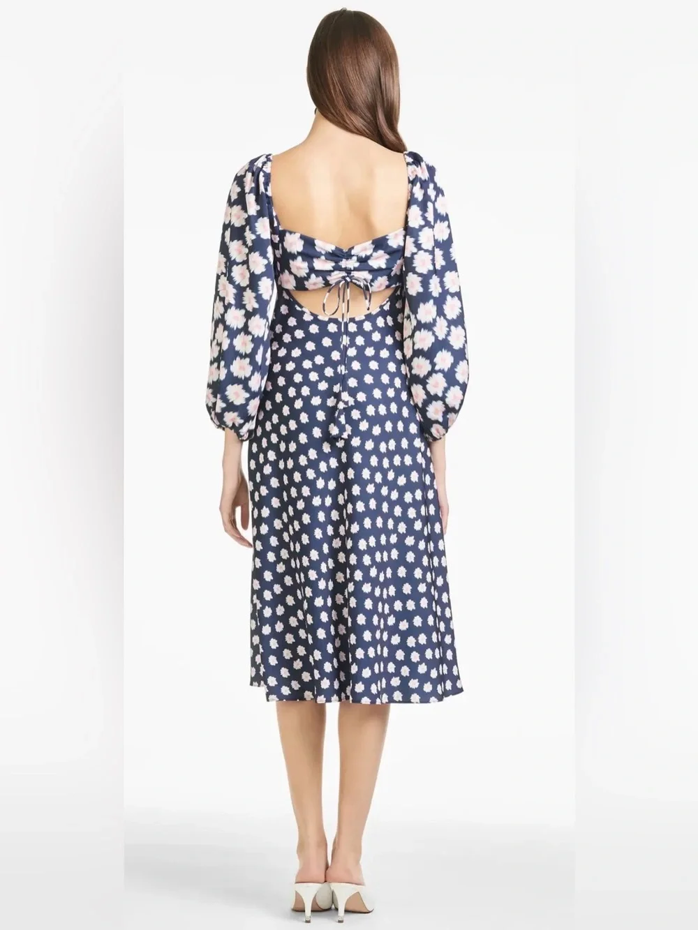 SACHIN & BABI Melody Navy Floral Long sleeve midi Dress
